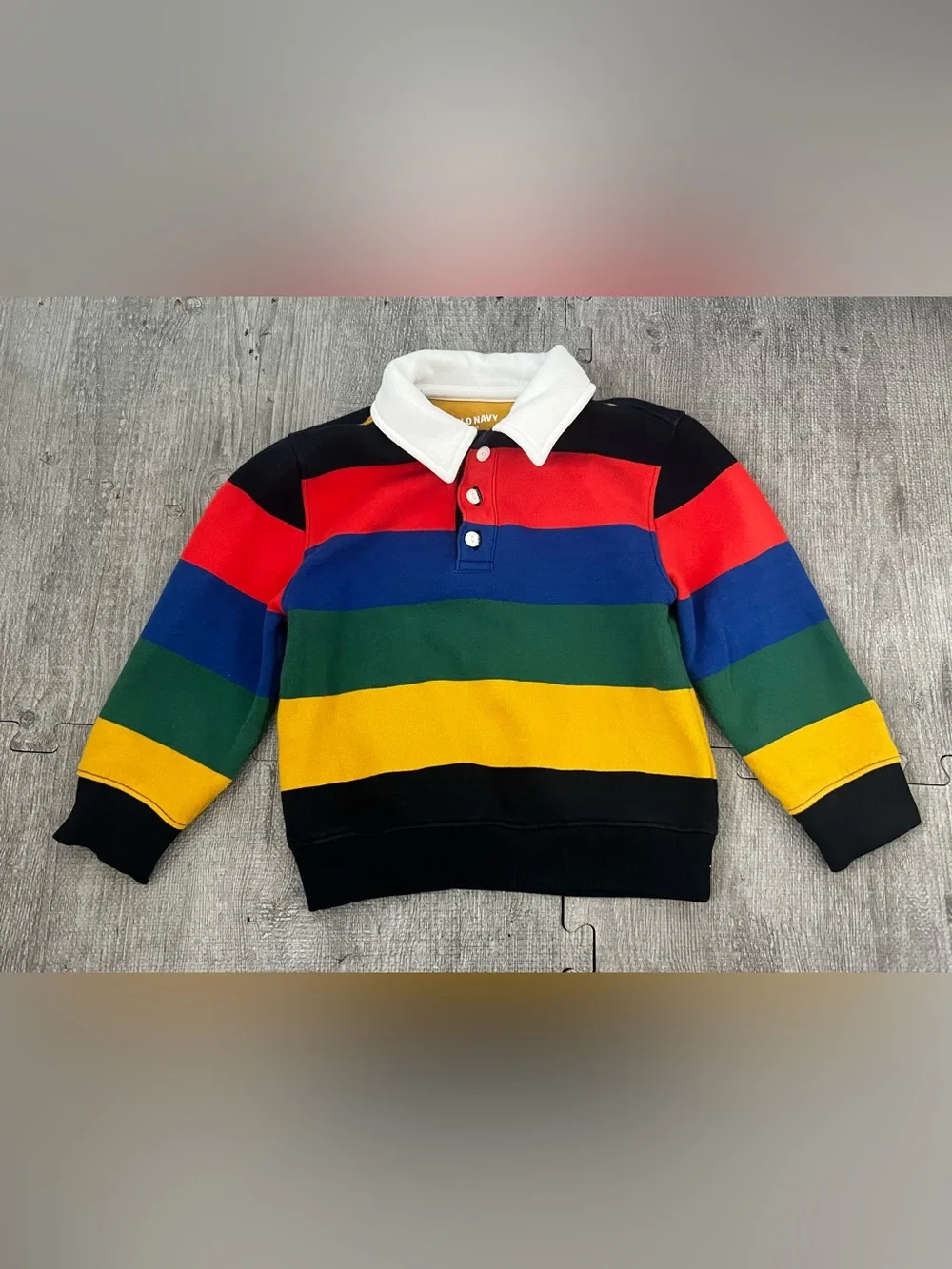 Old Navy Polo Shirt Long Sleeve Striped Collared Button Front 3T Multi